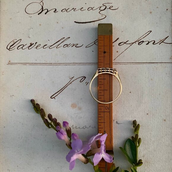 Antique Art Deco five stone 18K gold platinum diamond ring - Picture 7 of 13